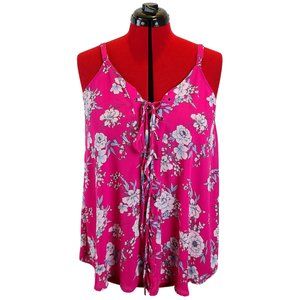 Torrid Sophie Pink Floral Lace-up Georgette Swing Cami Size 2 EUC